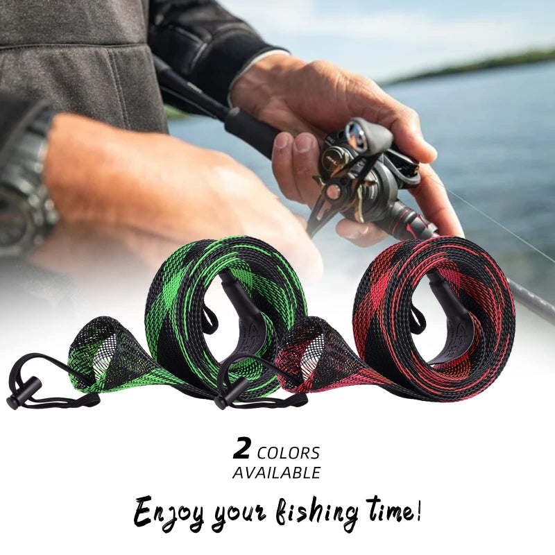 SF XXL Fishing Casting Rod Socks Braided Mesh Rod Sleeve Cover Protector Pole Gloves Black-Red-2PCS Fit Baitcast as Musky Rod or Fly Rod - Image 5